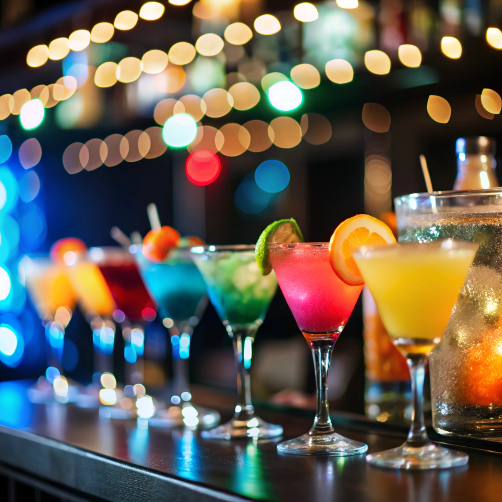 bar-with-many-different-drinks-including-orange-yellow-green